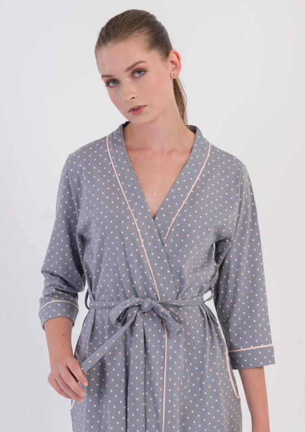 Szlafrok damski Vienetta Blush Grey, Szary, r. M-XXL