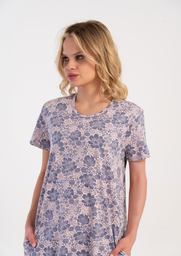 Koszula Nocna Vienetta Blue Garden, Niebieski, r. M-XXL