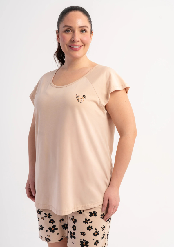 Piżama Damska Vienetta Floral Breeze, Beżowy, r. 1XL-4XL