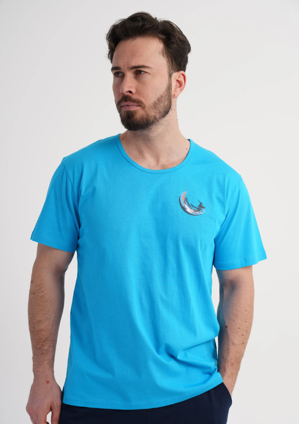 Piżama Męska Vienetta Ocean Ease, Niebieski, r. S-XL