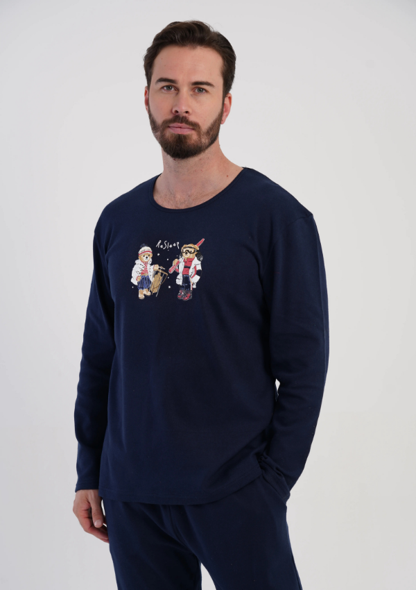 Piżama Męska Vienetta Re Sleep, Granatowy, r. M-XXL