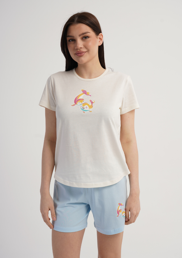 Piżama Damska Vienetta Unicorn Dream, Ecru, S -XL
