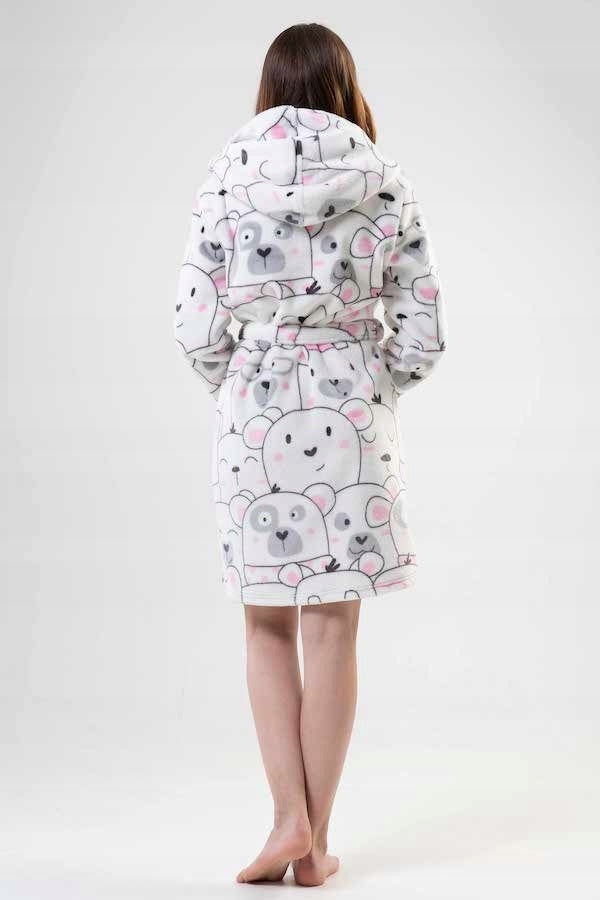 Szlafrok damski Vienetta,  Lamas Pijamas, Biały, r. S-L