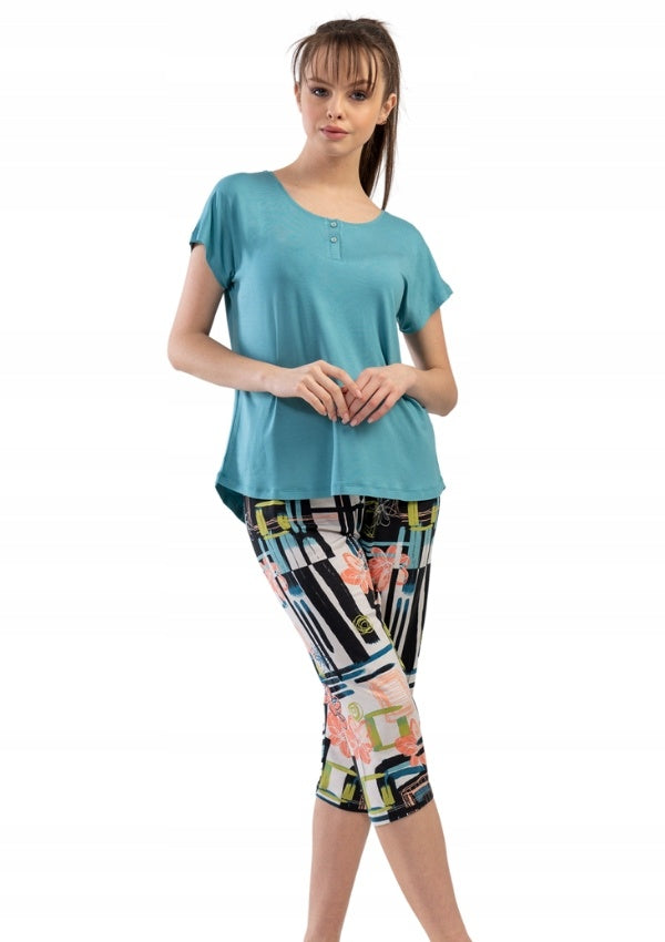 Piżama Damska Vienetta, Blue, Granatowa, r. M-XXL