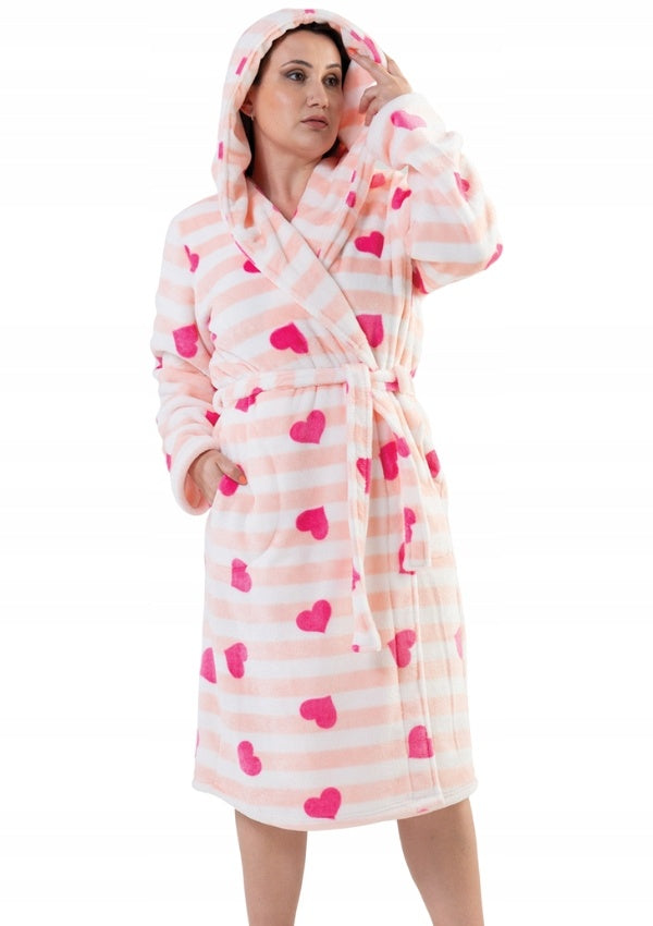 Szlafrok damski RestRapture, Różowo-Biały, 1XL-3XL