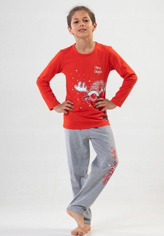 Piżama chłopięca Vienetta Christmas Deer, czerwono-szara, r. 128-164 image 0