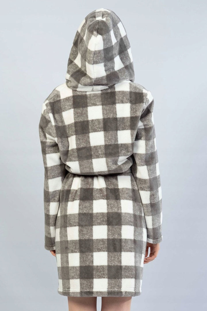 Szlafrok damski Vienetta, Grey Grid, Szara, r. S-L
