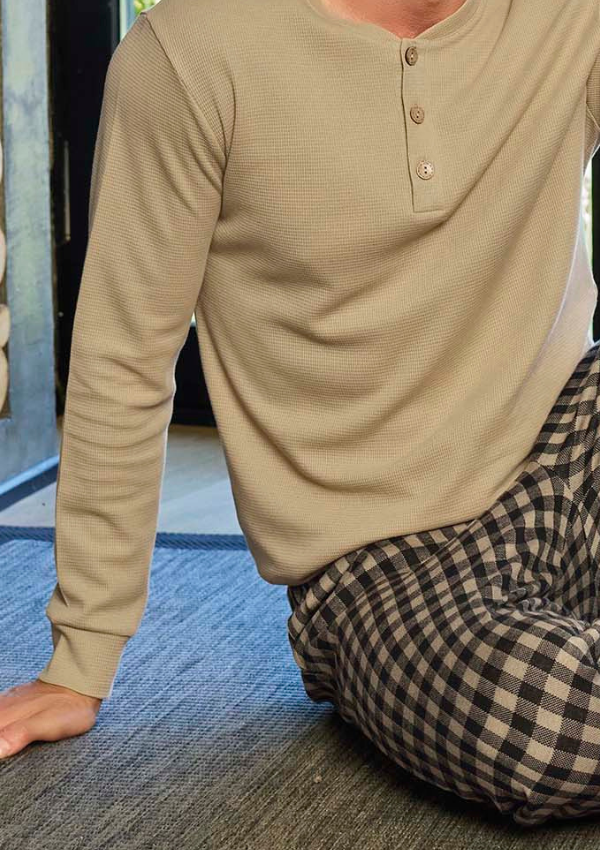 Piżama Męska Waffle Style, Beżowy, r. M-XL