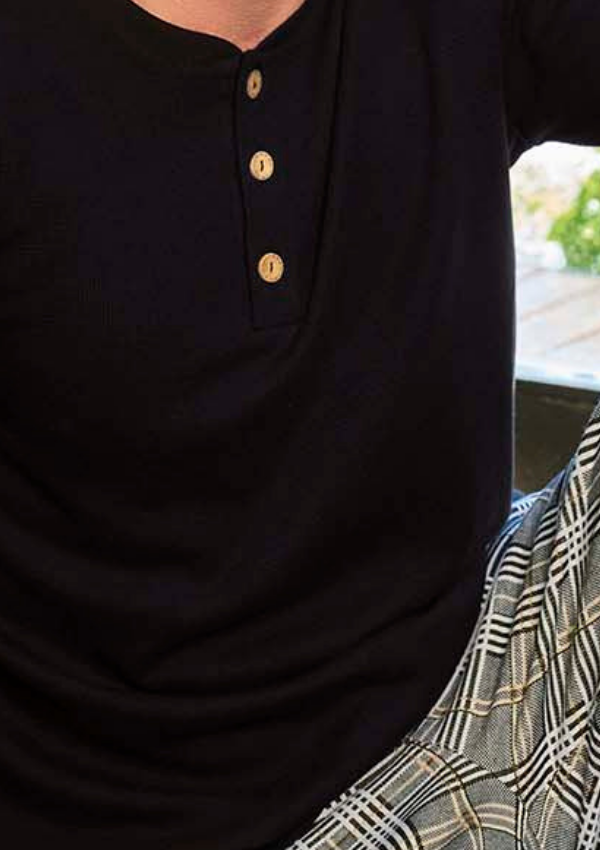 Piżama Męska Urban Check, Czarny, r. M-XL