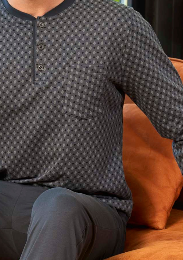 Piżama Męska Graphite Pattern, Grafitowy, r. M-XXL