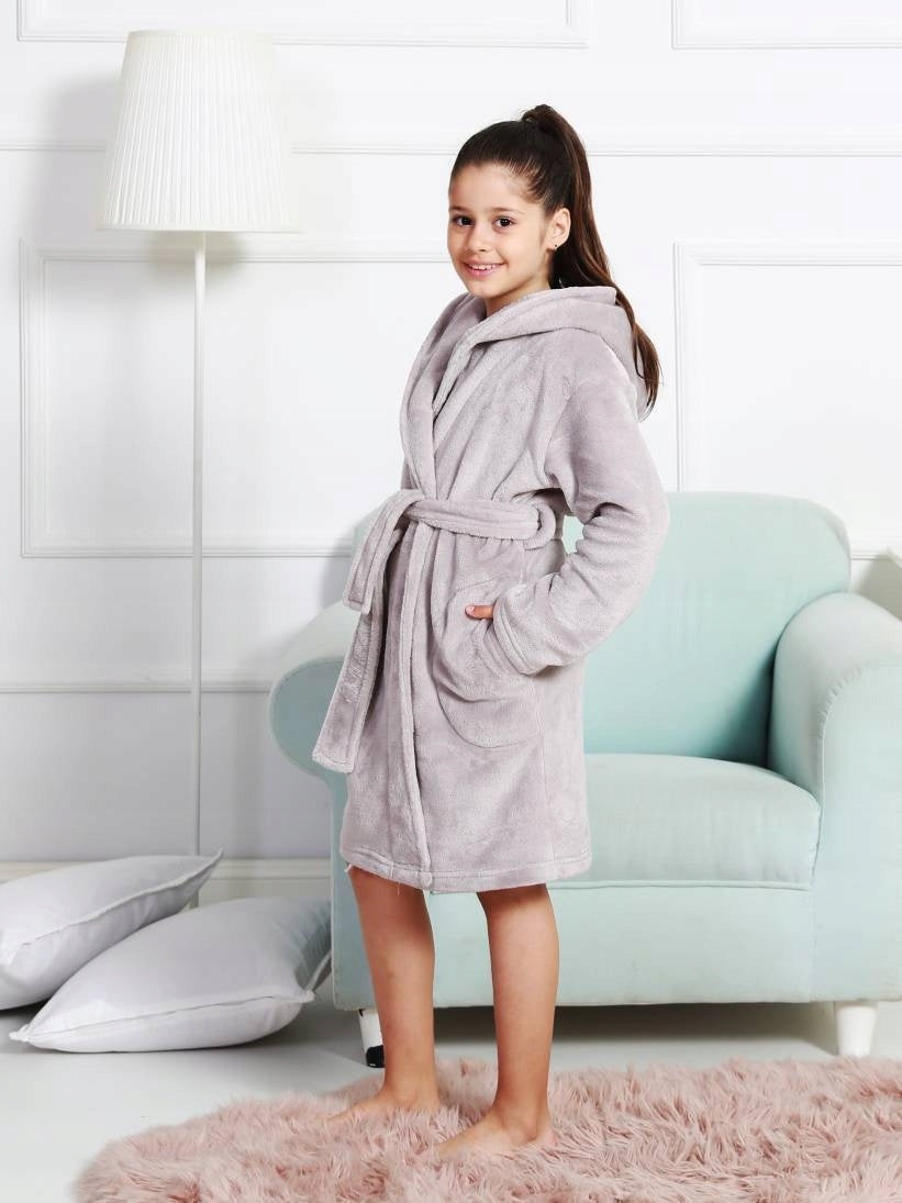 Szlafrok Dziecięcy Vienetta, All Grey, Szara, r. 122 image 1