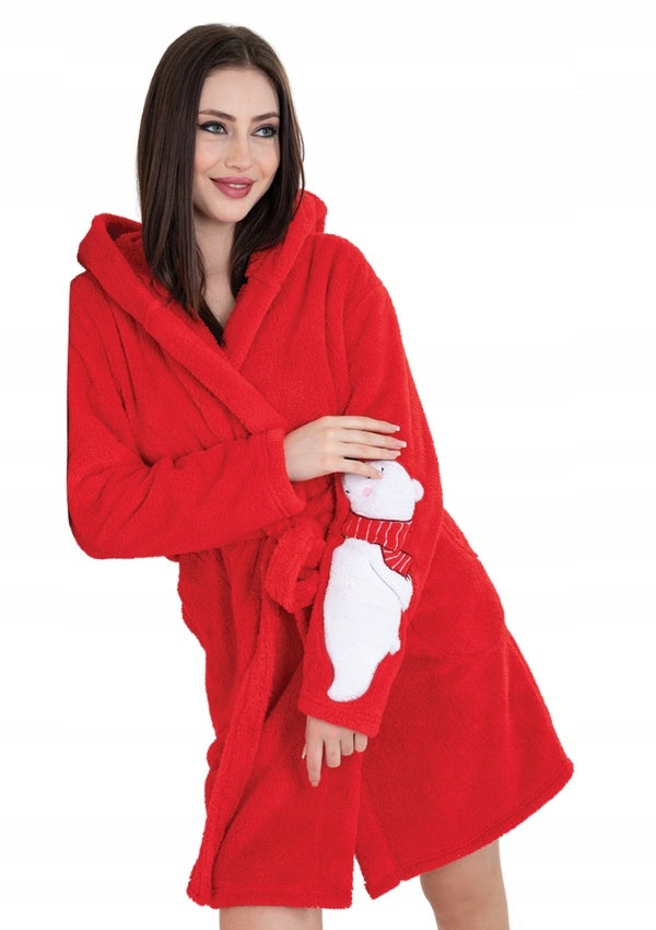 Szlafrok damski Vienetta Red Vibes, czerwony, r. S-L