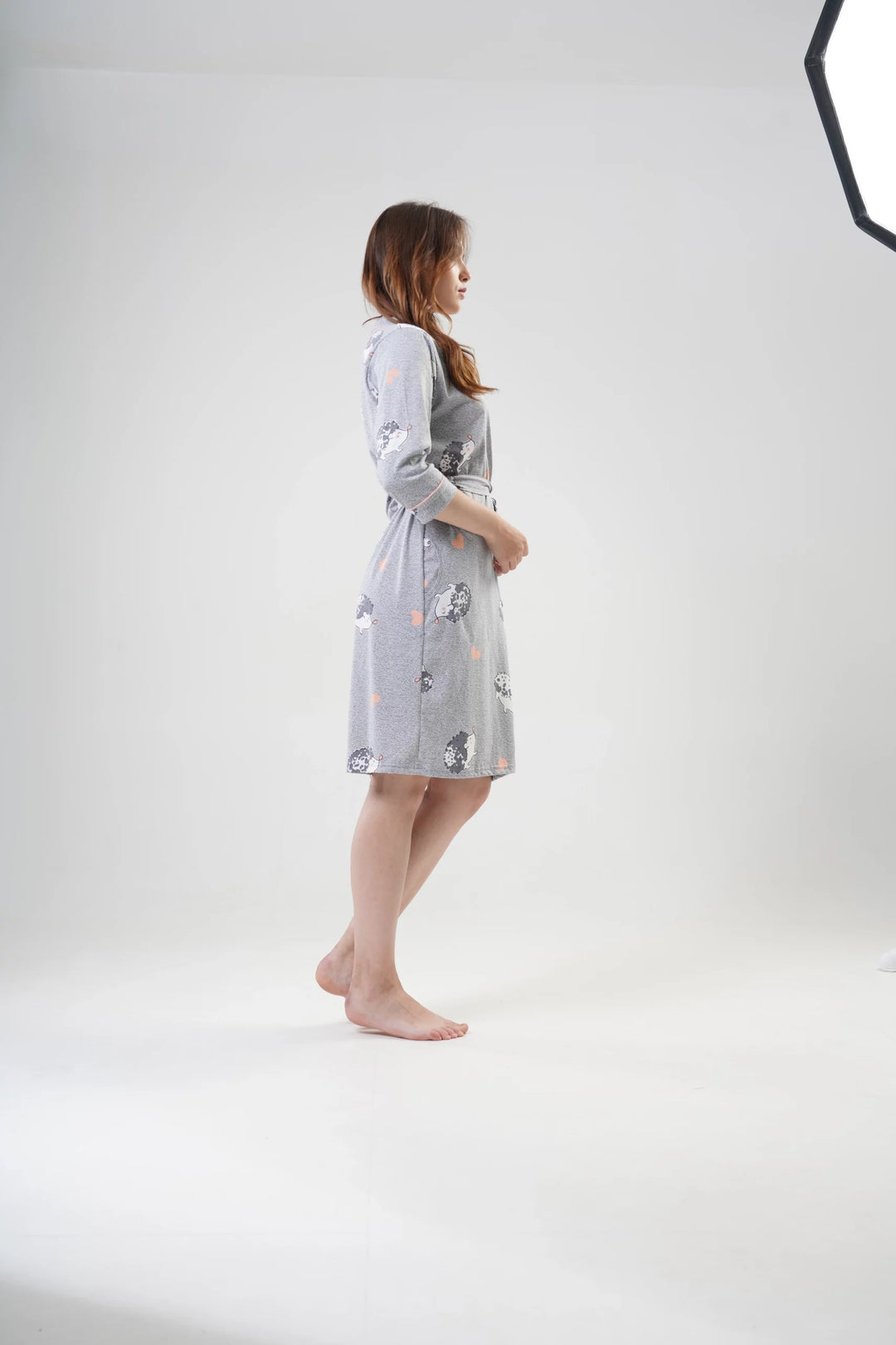 Szlafrok damski Vienetta Sweet Hedgehog, Szary, r. S-XL image 3