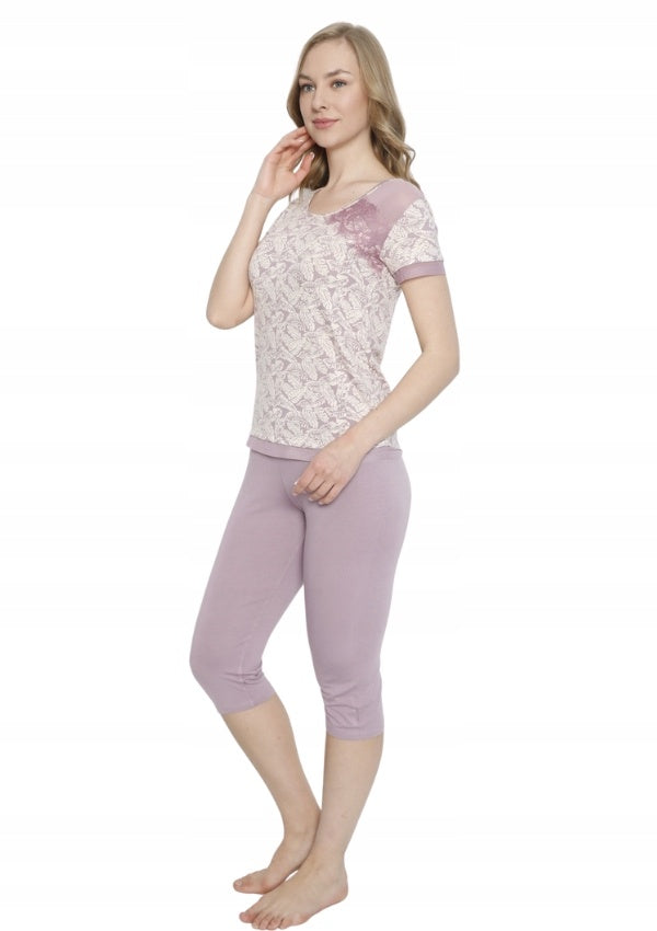 Piżama Damska Vienetta, Flower Whisper, Beżowy, r. S-XL image 2