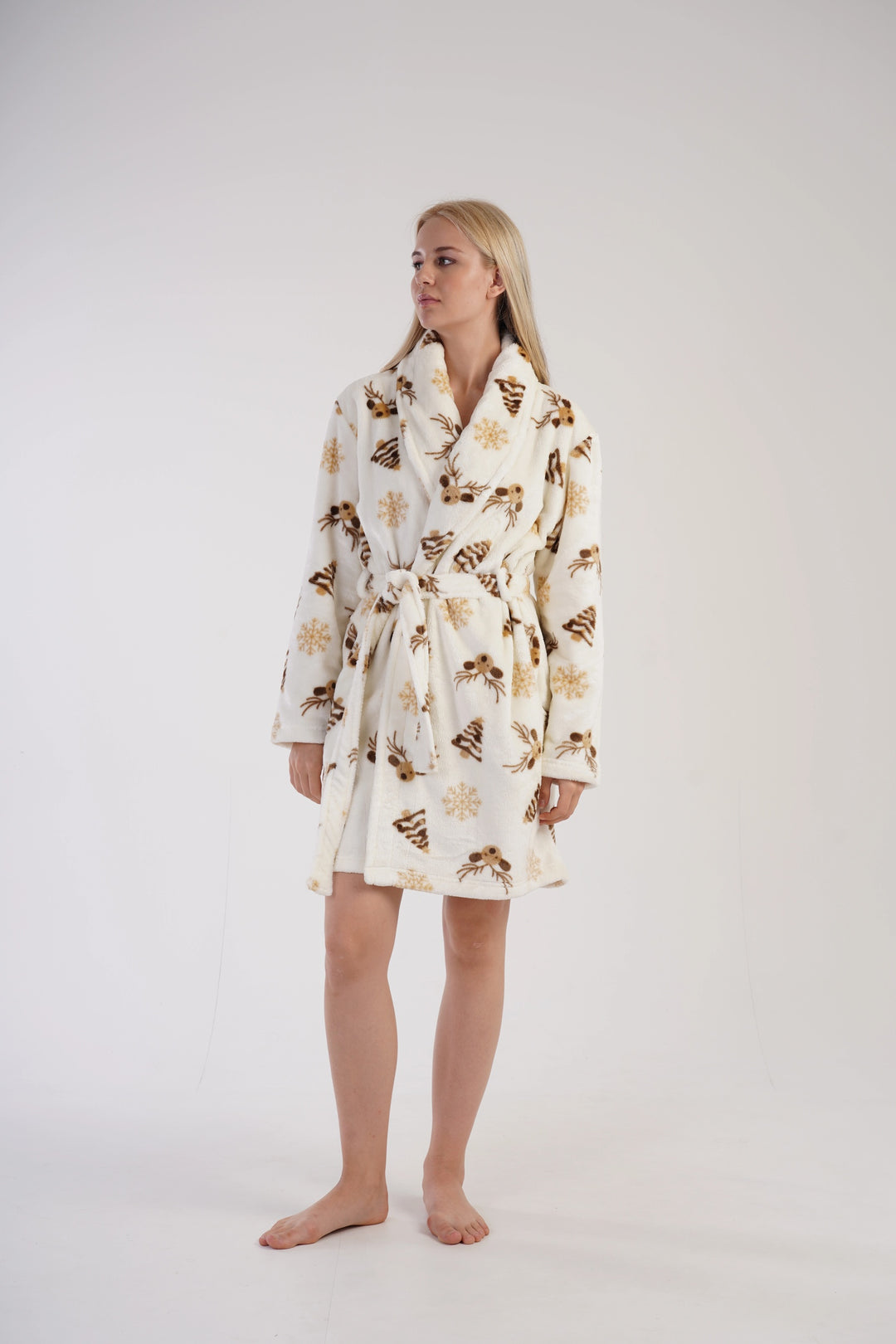 Szlafrok damski Vienetta Snowflake Snuggles, ecru, r. S-L image 1