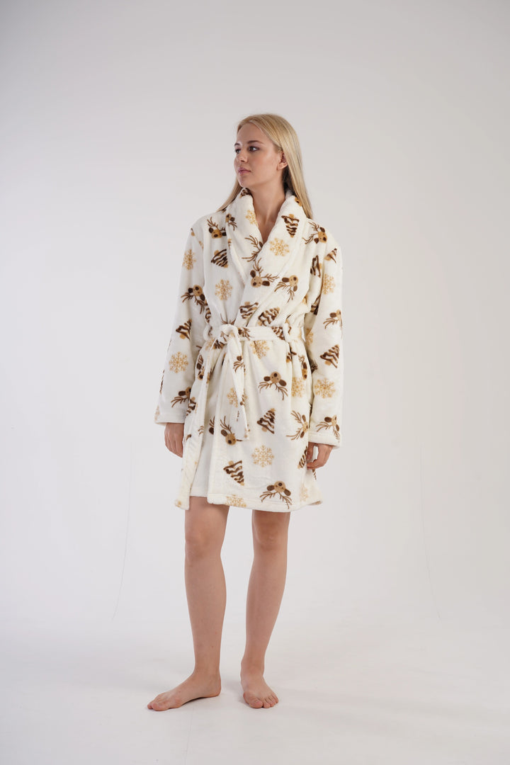 Szlafrok damski Vienetta Snowflake Snuggles, ecru, r. S-L image 1