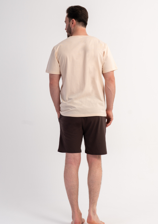 Piżama Męska Vienetta Coffee Chill, Beżowy, r. M-XL
