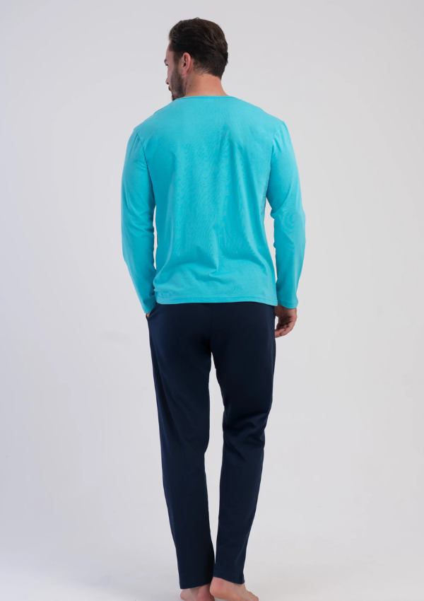 Piżama Męska Vienetta Turquoise Midnight, Turkusowy, r. M-XXL