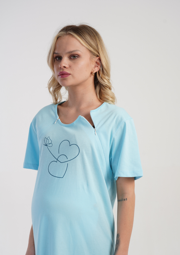 Koszula do Karmienia Vienetta Turquoise Hearts, Niebieski, r. S-XL