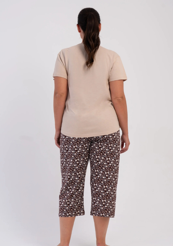 Piżama Damska Vienetta Beige Floral, Beżowy r. 1XL-4XL