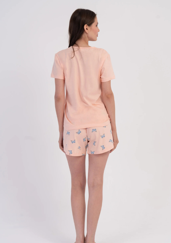 Piżama Damska Vienetta Butterfly Summer, Brzoskwiniowy M-XXL