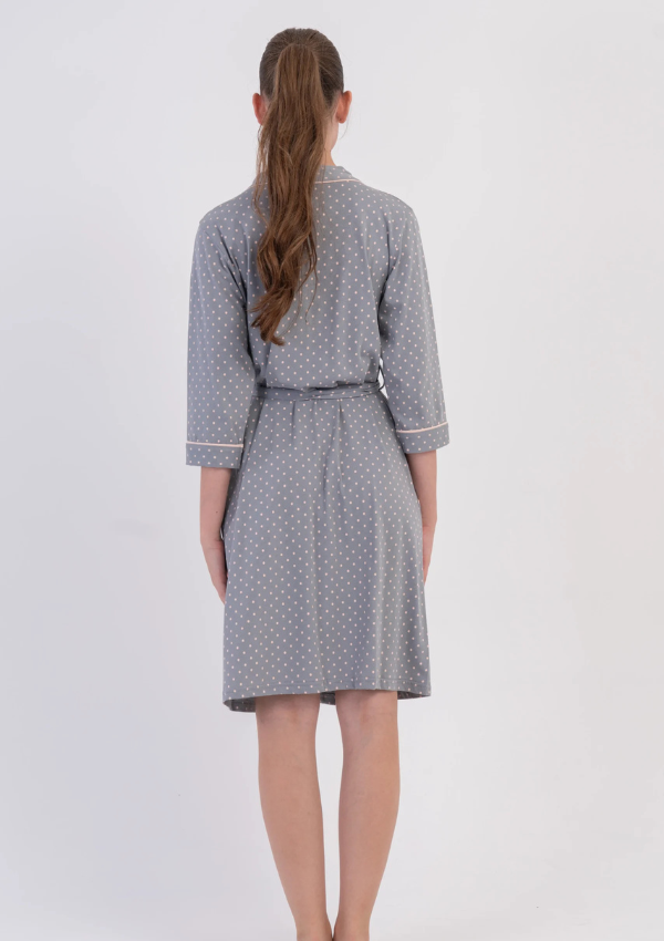 Szlafrok damski Vienetta Blush Grey, Szary, r. M-XXL