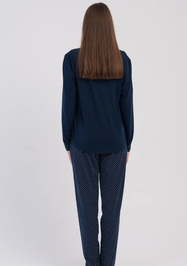 Piżama Damska Vienetta Navy Dots Comfort, Granatowy, r. M-XXL