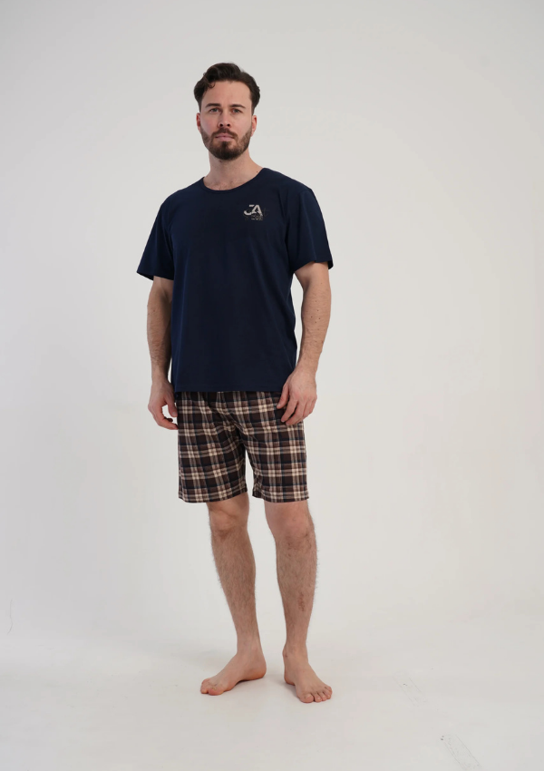 Piżama Męska Vienetta Big Navy Check, Granatowy, r. 5XL-7XL