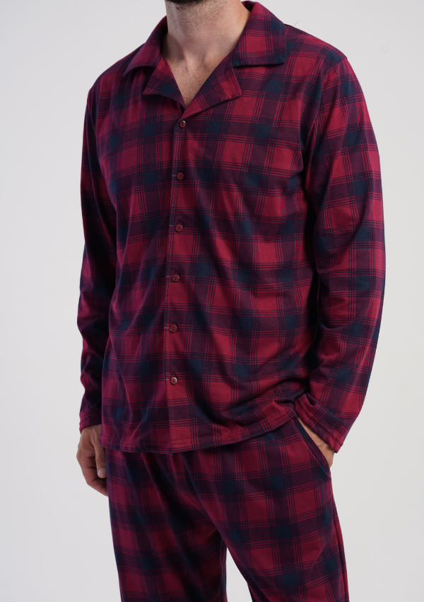 Piżama Męska Vienetta Red Classic, Czerwony, r. S-XXL