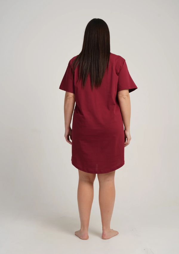 Koszula Nocna Damska Vienetta Burgundy Bloom, Bordowy, r. 1XL - 4XL