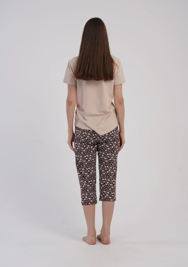 Piżama Damska Vienetta Beige Floral, Beżowy, r. M-XXL
