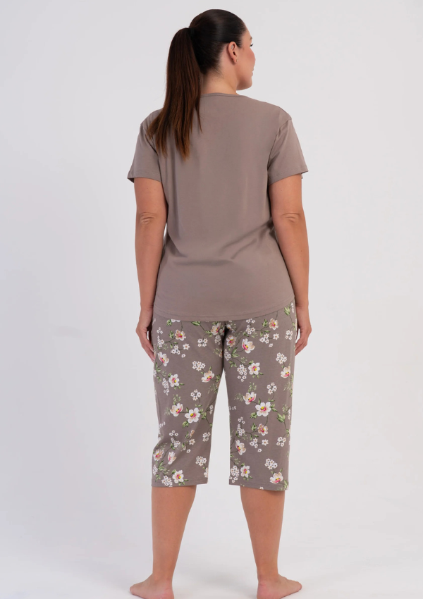 Piżama Damska Vienetta Brown Capri, Brązowy, r. 1XL-4XL