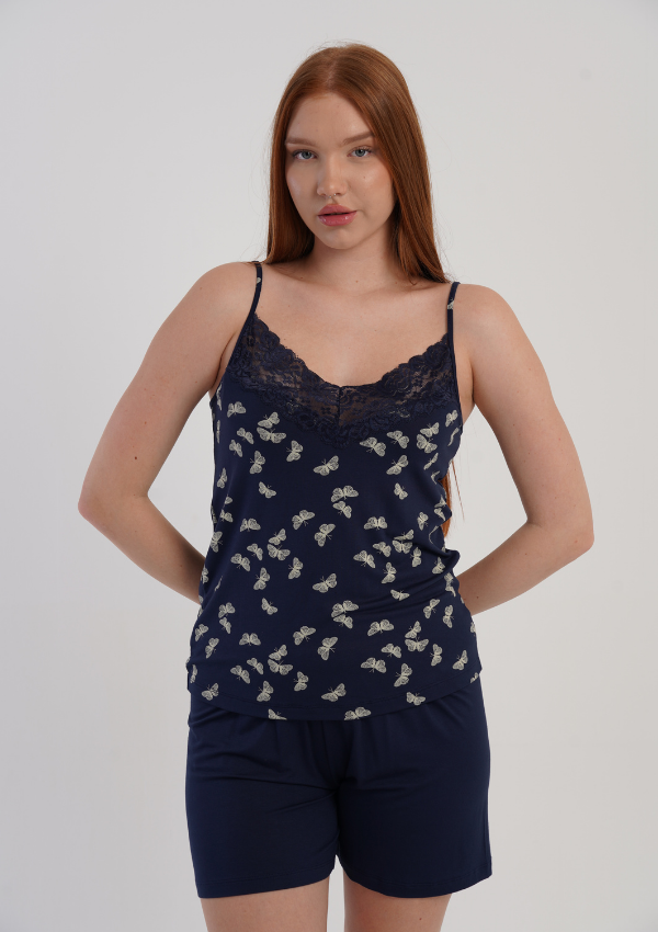 Piżama Damska Midnight Flutter, Granatowy, S -XL