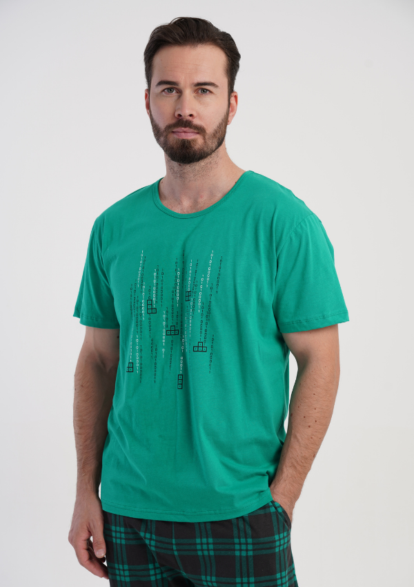Piżama Męska Vienetta Green Lumber, Zielony, r. 1XL-4XL