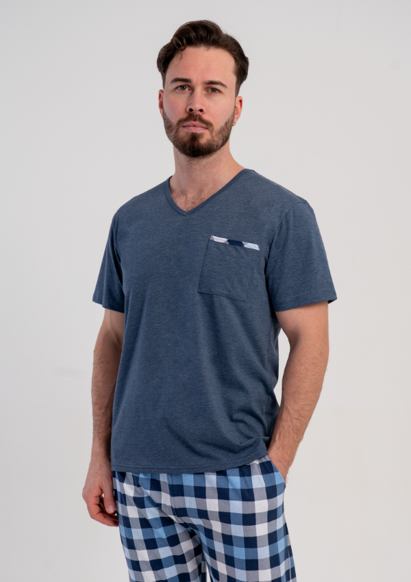 Piżama Męska Vienetta Blue Comfort, Szary, r. 1XL-4XL