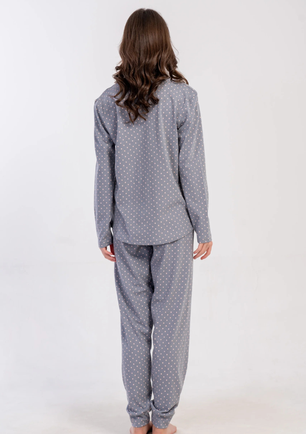 Piżama Damska Vienetta, Grey Kitty Dots, Szary, r. S-XL
