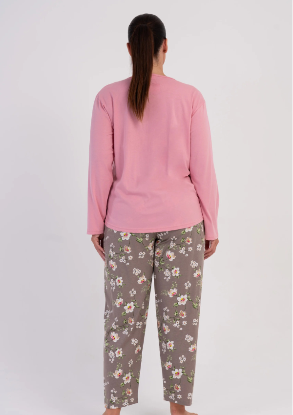 Piżama Damska Vienetta Pink Blossom, Różowy, r. 1XL-4XL
