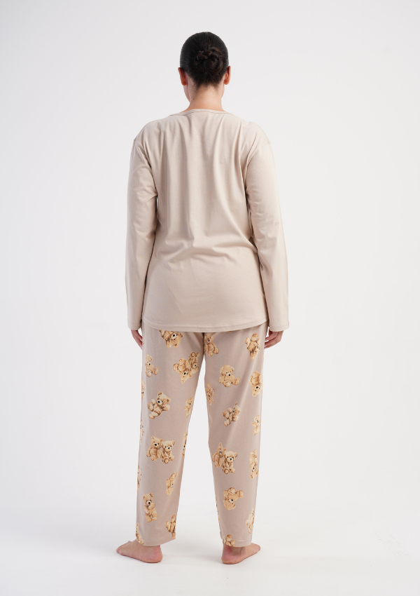 Piżama Damska Vienetta Bear Harmony, Beżowy, r. 1XL-4XL