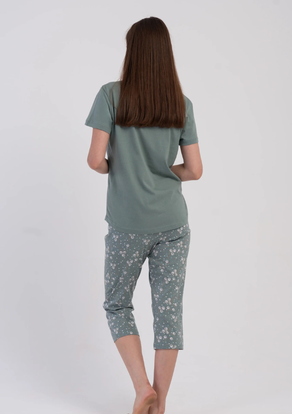 Piżama Damska Vienetta Sage Floral, Zielony, r. M-XXL