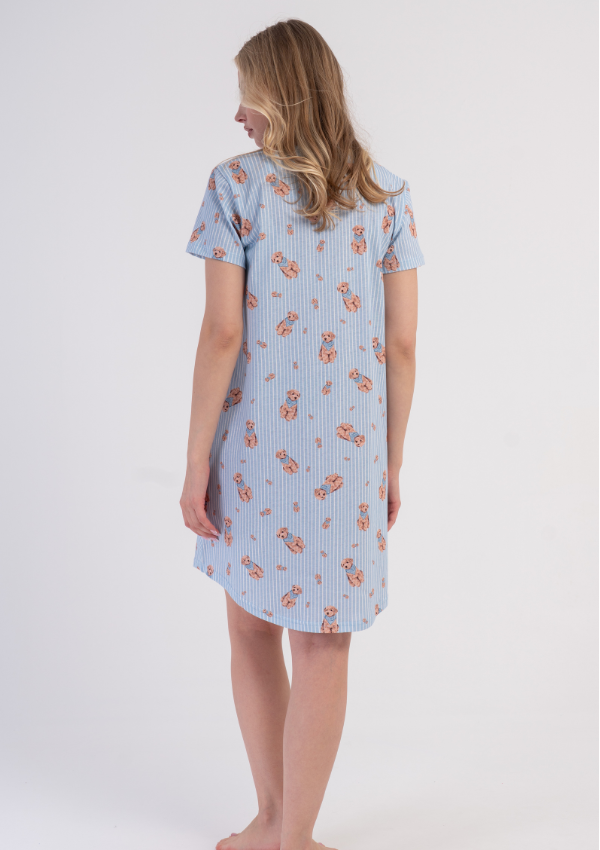 Koszula Nocna Vienetta Blue Teddy, Niebieski, r. M-XXL