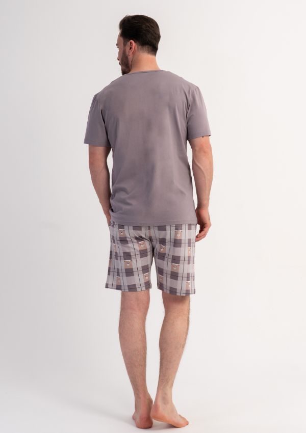 Piżama Męska Vienetta Bear Lounge, Szary, r. M-XL