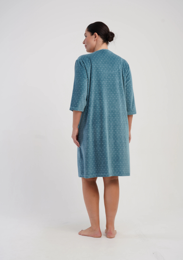 Szlafrok damski Vienetta Velvet Comfort, Niebieski, r. 1XL-4XL