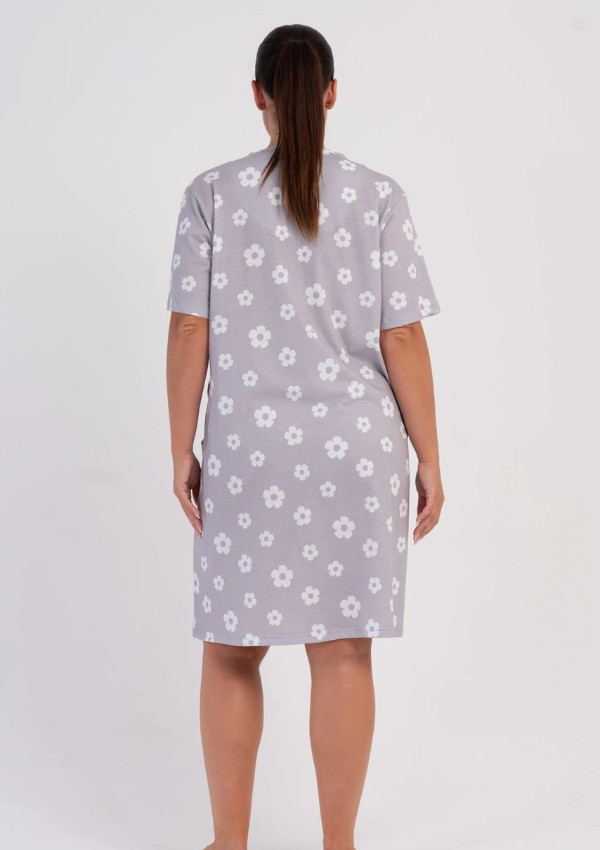 Szlafrok damski Vienetta Silver Blossom, Szary, r. 1XL-4XL