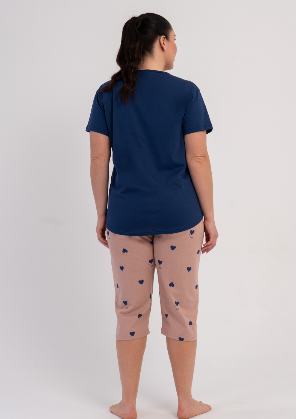 Piżama Damska Vienetta Navy Pink, Grantowy, r. 1XL-4XL