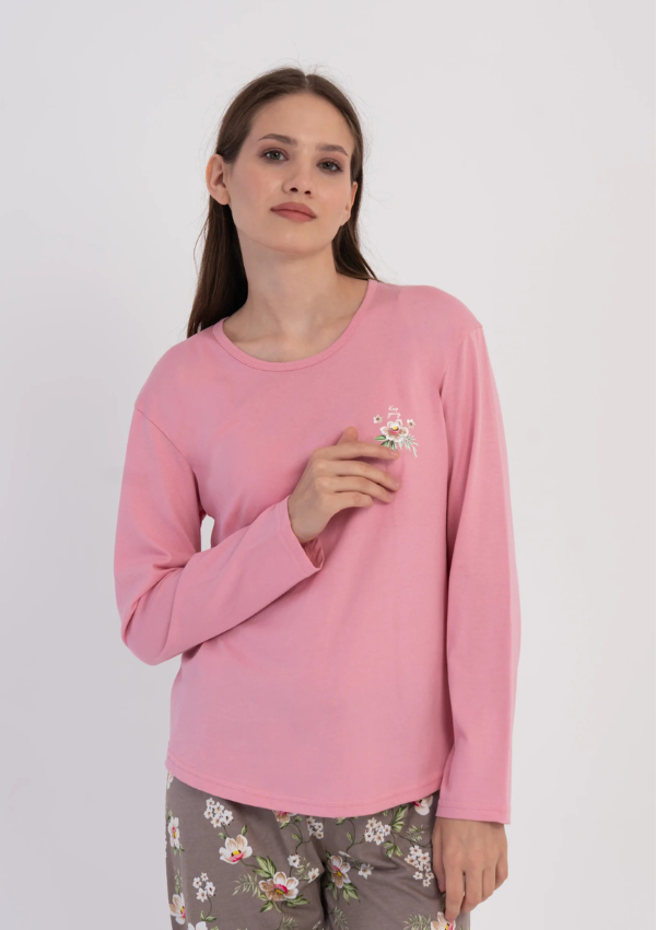 Piżama Damska Vienetta Blossom Comfort, Różowy, r. M-XXL