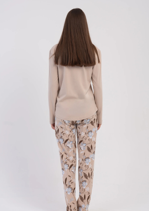 Piżama Damska Vienetta Beige Floral, Beżowy, r. M-XXL