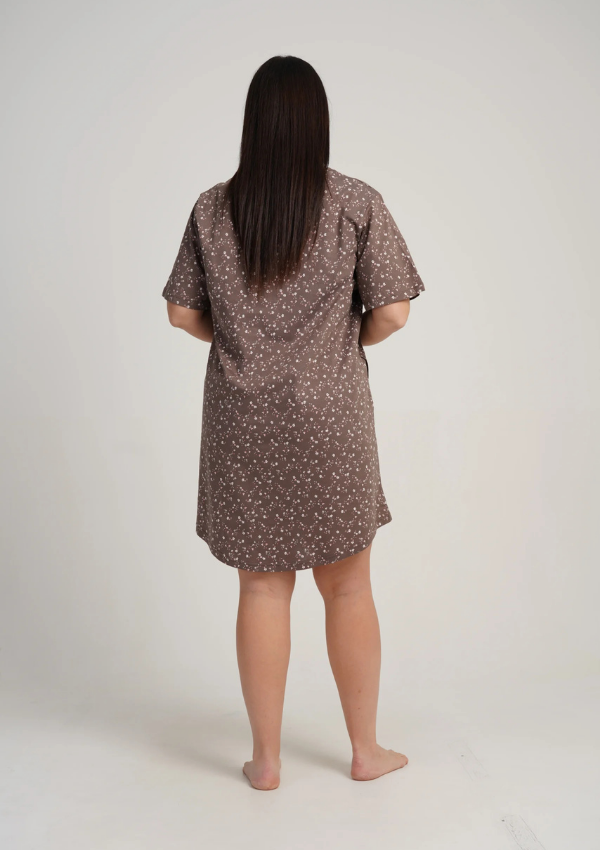 Koszula Nocna Damska Vienetta Taupe Garden, Brązowy, r. 1XL - 4XL