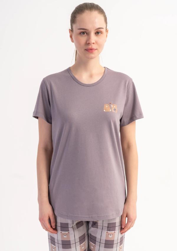 Piżama Damska Vienetta Lilac Bears, Liliowy, r. M-XXL