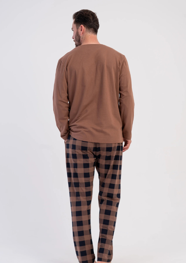 Piżama Męska Ocieplana Vienetta Mountain Brushed, Brązowy, r. M-XXL