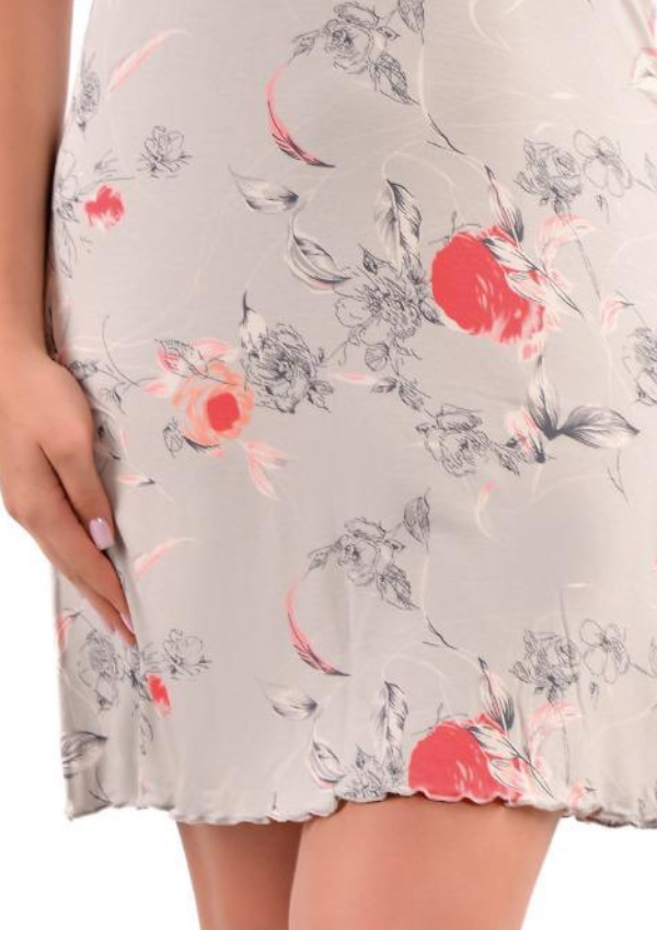 Koszula Nocna Floral Dreams, Szary, r. M - 2XL